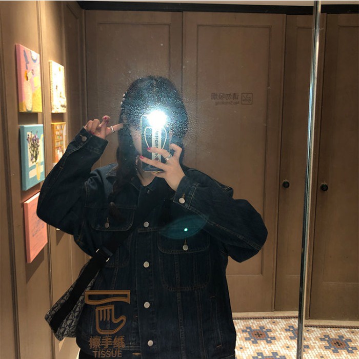 Xiaozhainv Áo Khoác Denim Tay Dài Dáng Rộng Phong Cách Retro Hàn Quốc Dành Cho Nữ | BigBuy360 - bigbuy360.vn