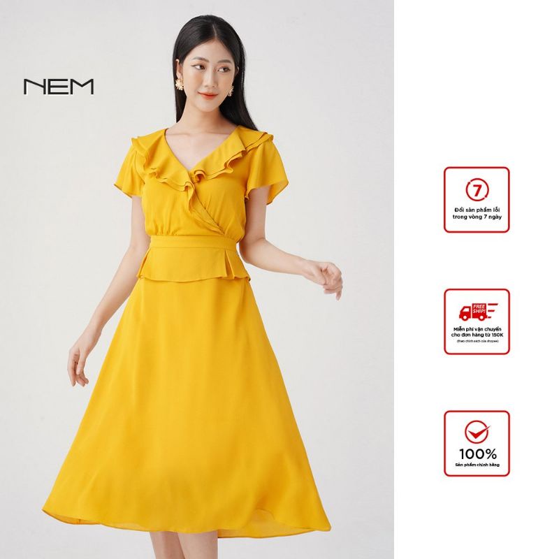 Đầm xòe phối bèo cổ hãng NEM