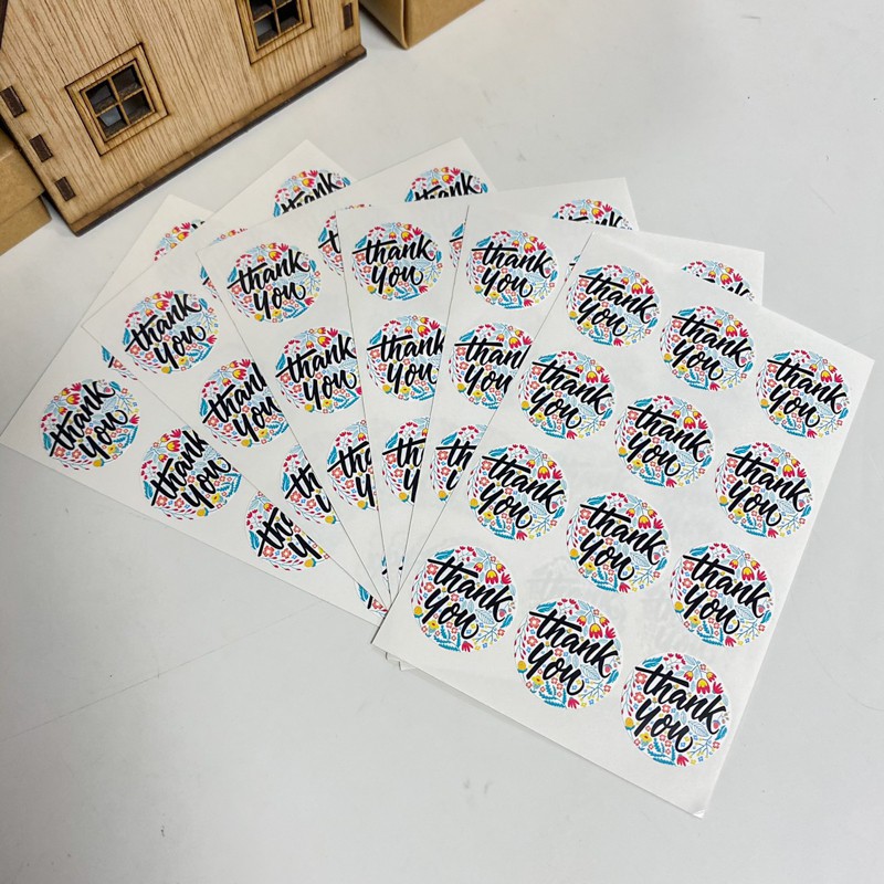 Set 12 nhãn dán tròn 30mm Thank You Sticker PVC - MS22
