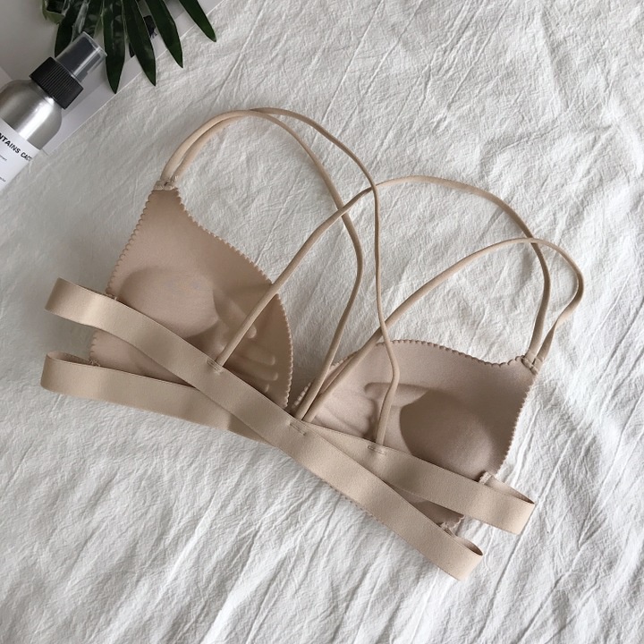 Áo Lót Nâng Ngực Không Gọng Dây Chéo Trước Phong Cách Mới Cho Nữ