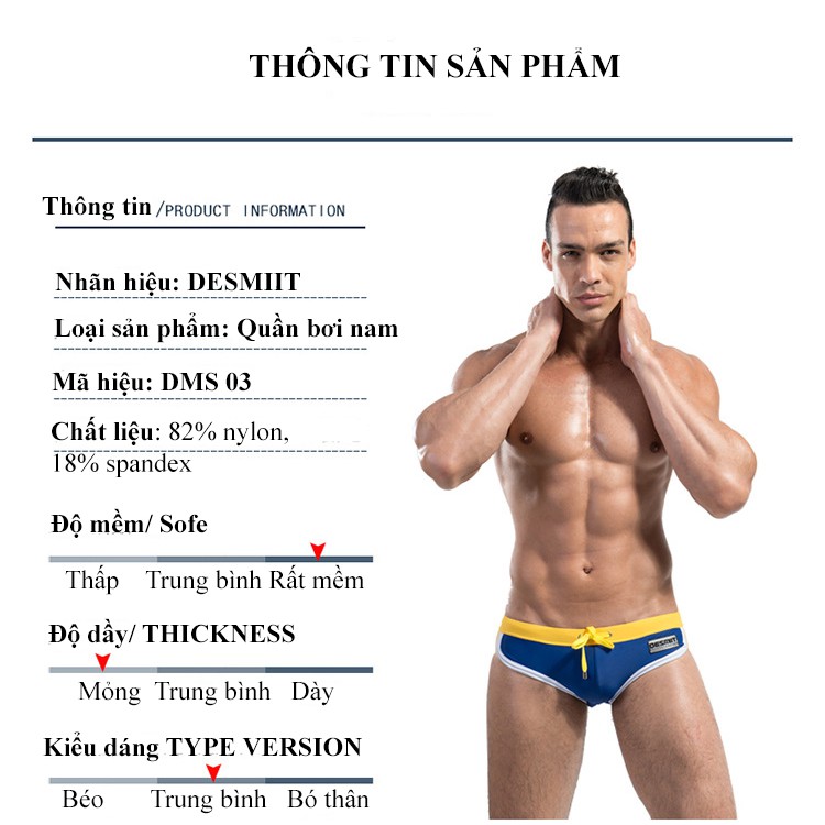 Quần Bơi Nam Tam Giác Thun Co Giãn bay hơi nhanh giúp quần mau khô QB 6016