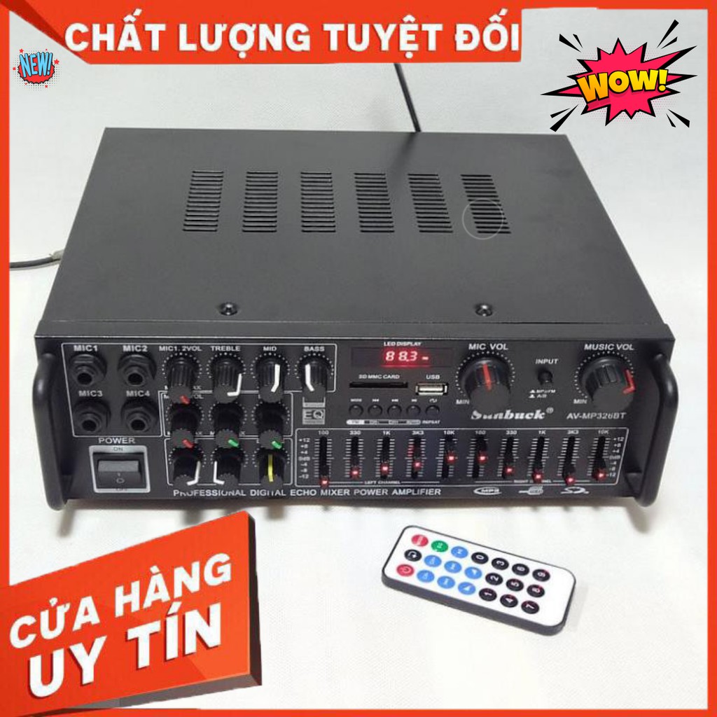 Amply 12v -220V Karaoke - Bluetooth- Cực hay - Full chức năng Sunbuck MP-326BT