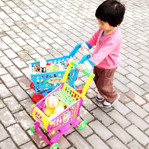 Bộ đồ chơi xe đẩy hoa quả siêu thị kèm 1 bịch hoa quả hàng nhựa việt nam an toàn cho các bé