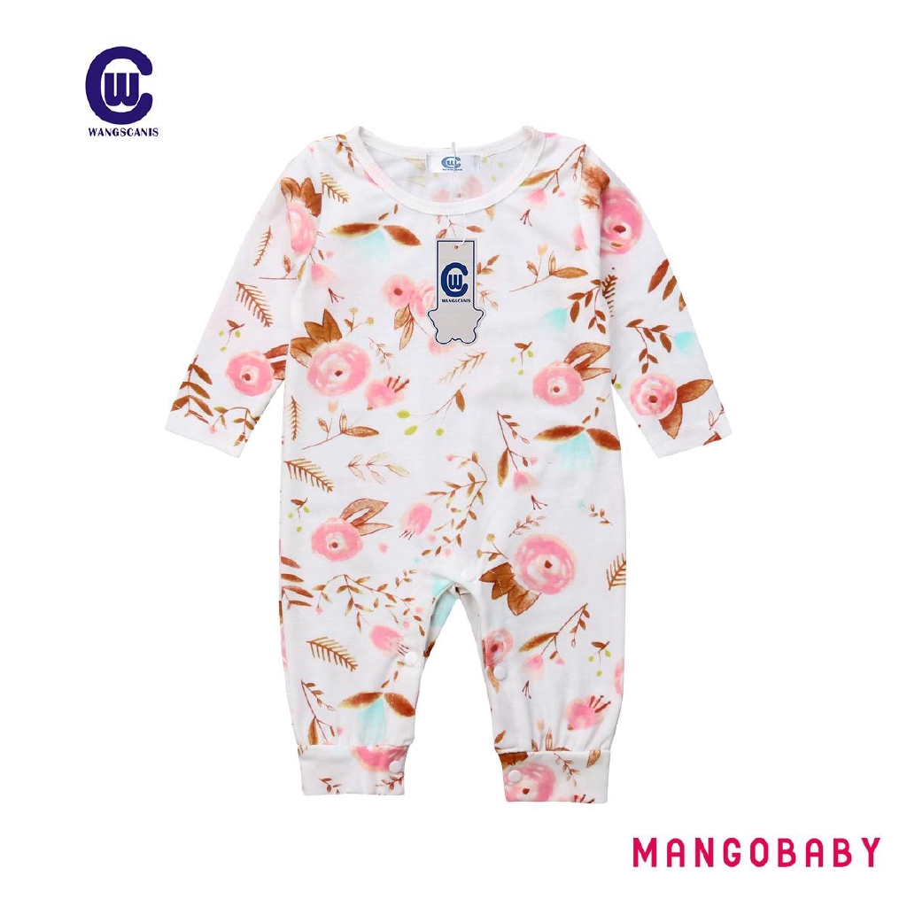 Jumpsuit Tay Dài Hoạ Tiết Hoa Và Động Vật Cho Trẻ Sơ Sinh