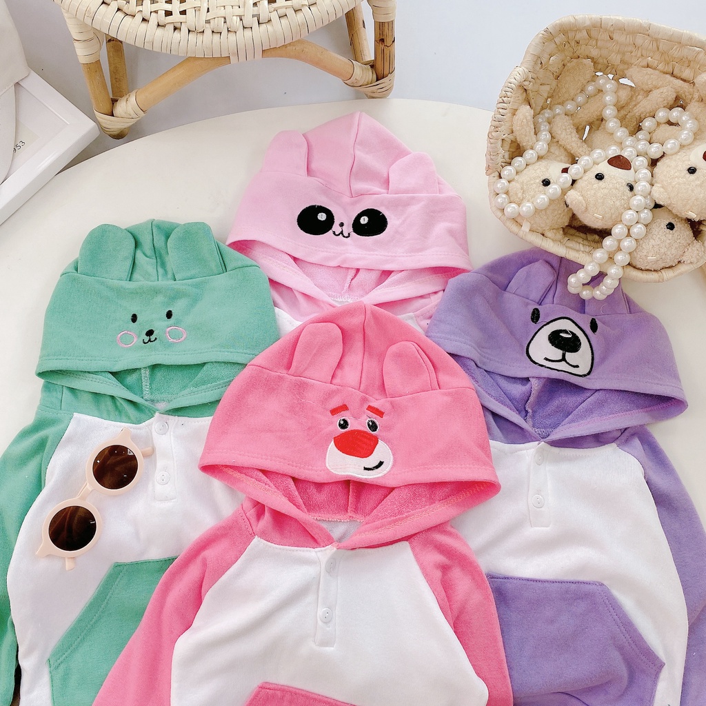 Áo hoodie cho bé gái liền mũ hình thú dễ thương từ 8-18kg