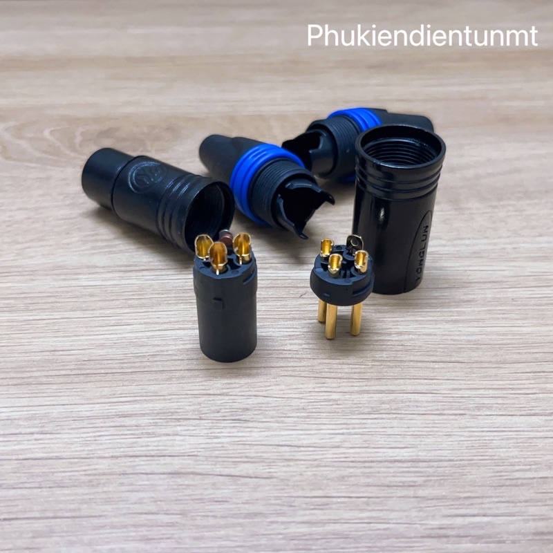 Rắc canon , XLR hàn dây chân đồng viền xanh