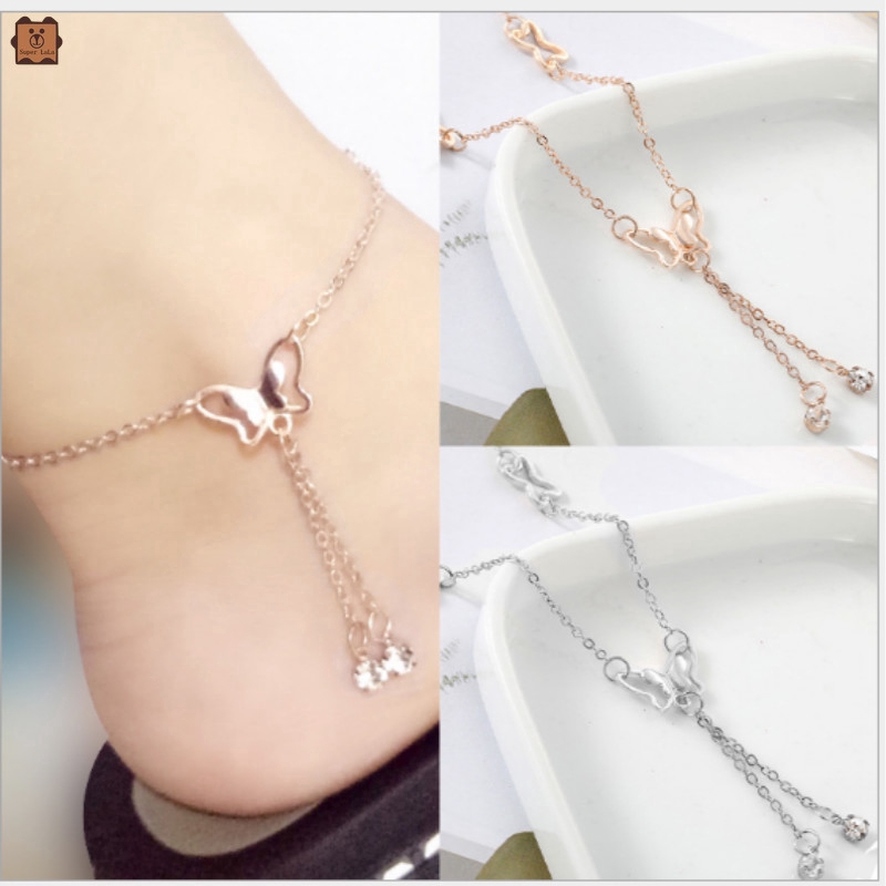 Lắc Chân Trang Trí Hình Bướm Đính Đá Thời Trang Cho Nữ