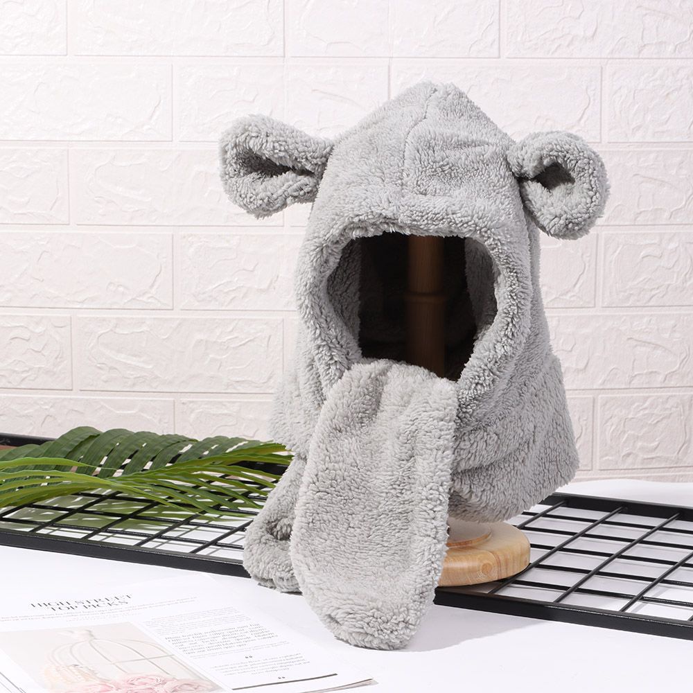 Mũ trùm đầu kiêm khăn che tai bằng lông giả nhiều màu sắc thời trang mùa đông cho nữ