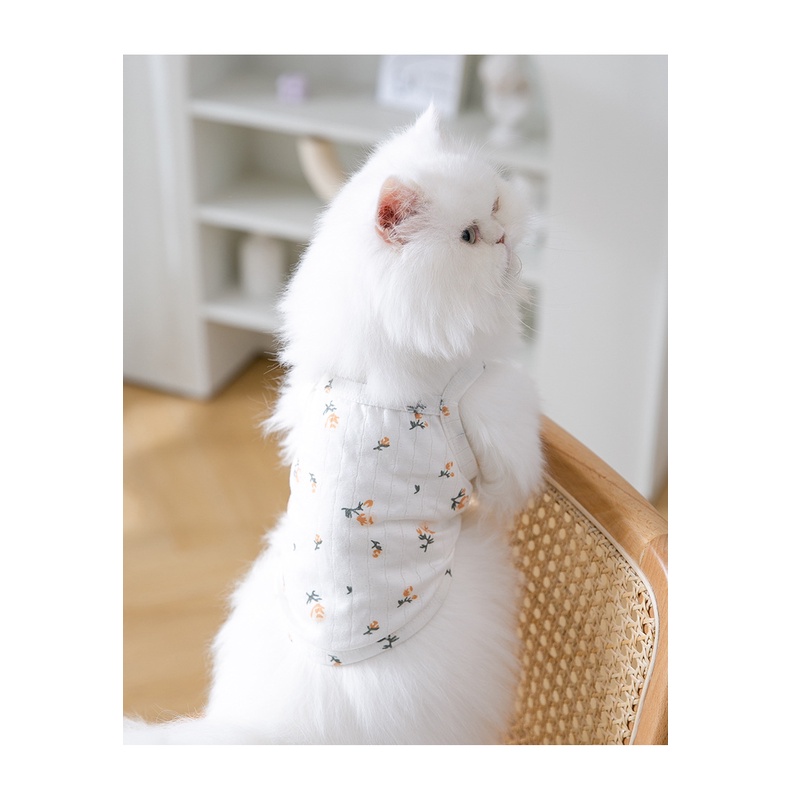 &lt;cutepethome&gt;Áo Hai Dây Họa Tiết Hoa Thời Trang Mùa Hè Cho Thú Cưng