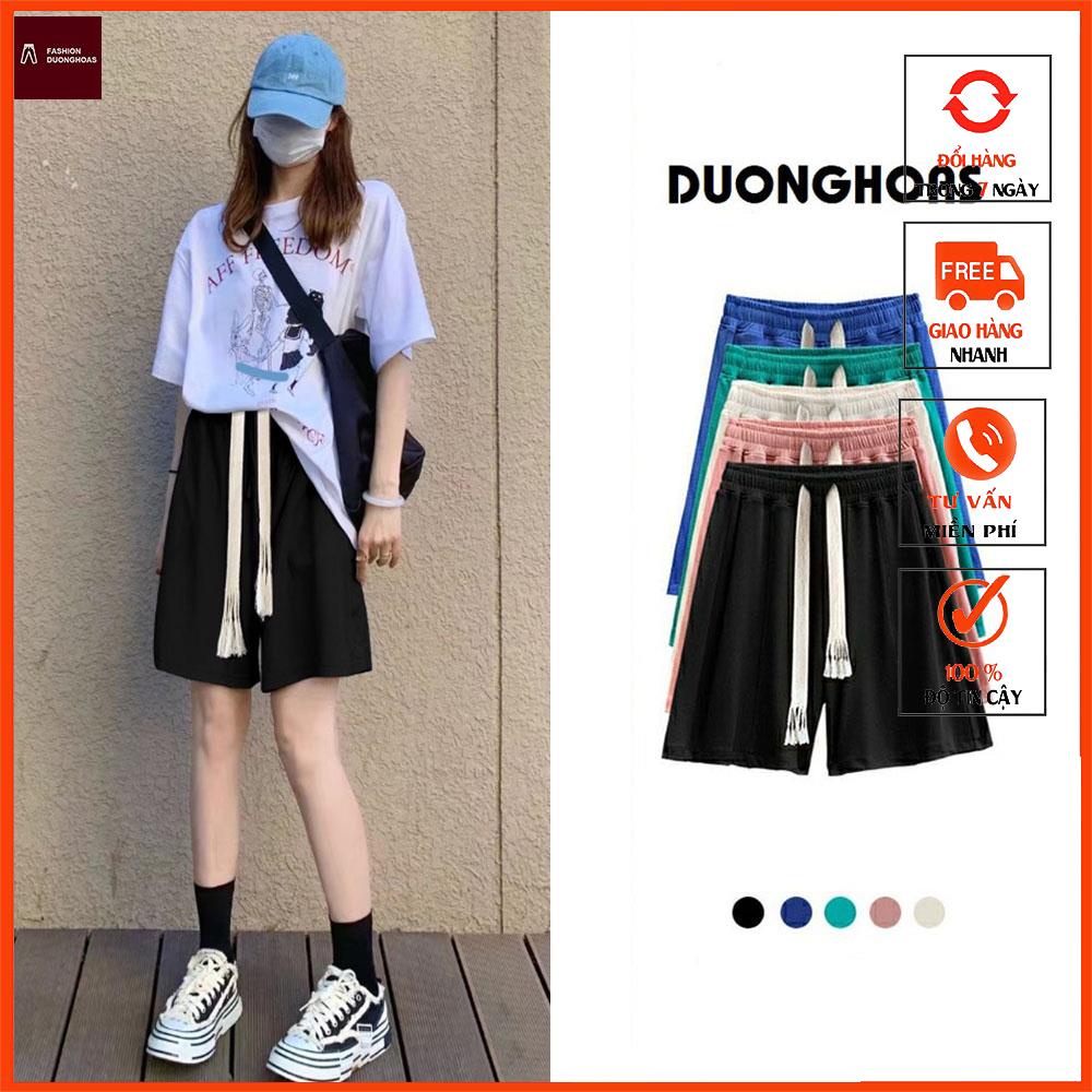 Qùa tặng chun buộc tóc nhiều màu,Quần Short Thể Thao Lưng Cao Ống Rộng Dây Rút 5 Màu Sắc Dành Cho Nữ Dài 45cm xmtk