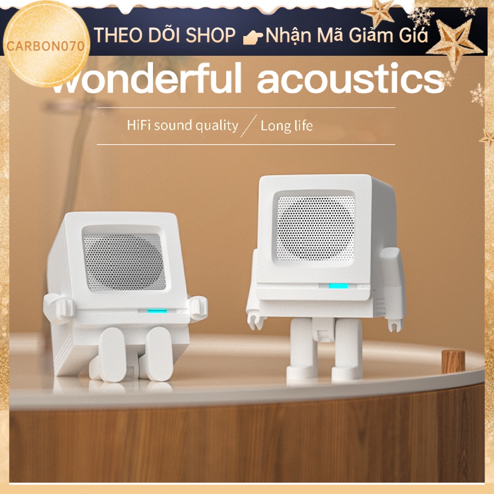 [Hàng Sẵn] Loa bluetooth Mini Robot, loa decor sáng tạo di động cho cắm trại ngoài trời trong nhà Quà tặng【Carbon070】