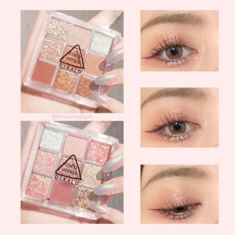 Bảng phấn mắt Coco venus Dikalu 9 ô có nhũ