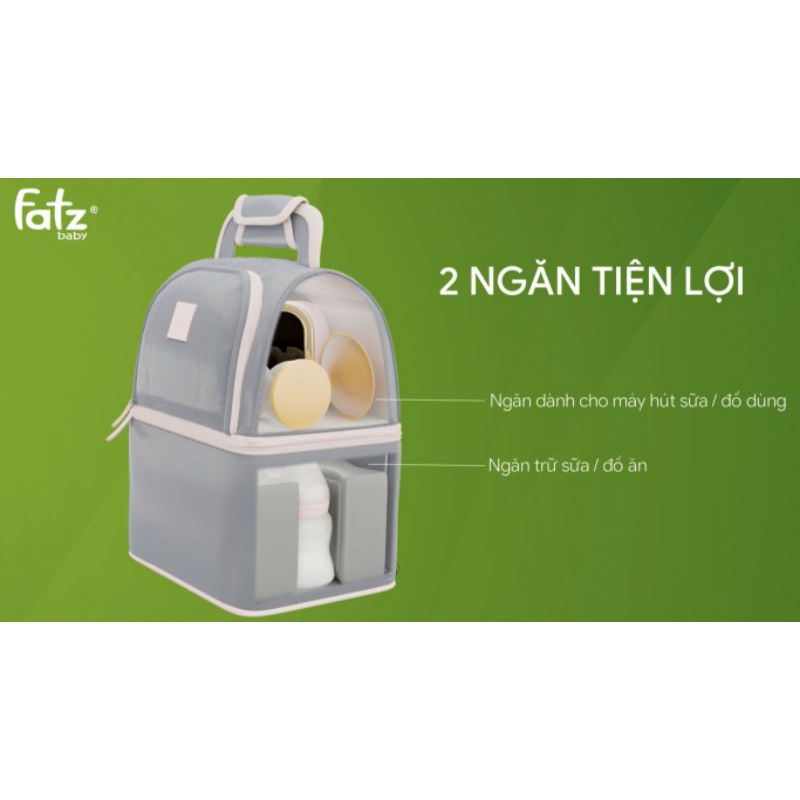 Balo / Túi giữ nhiệt 2 ngăn giữ lạnh, trữ sữa, thực phẩm - FatzBaby Fatz FB2010VN / KichiIachi Kichi