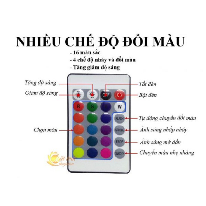 Đèn Led RGB 10W chiếu pha đổi màu có điều khiển từ xa