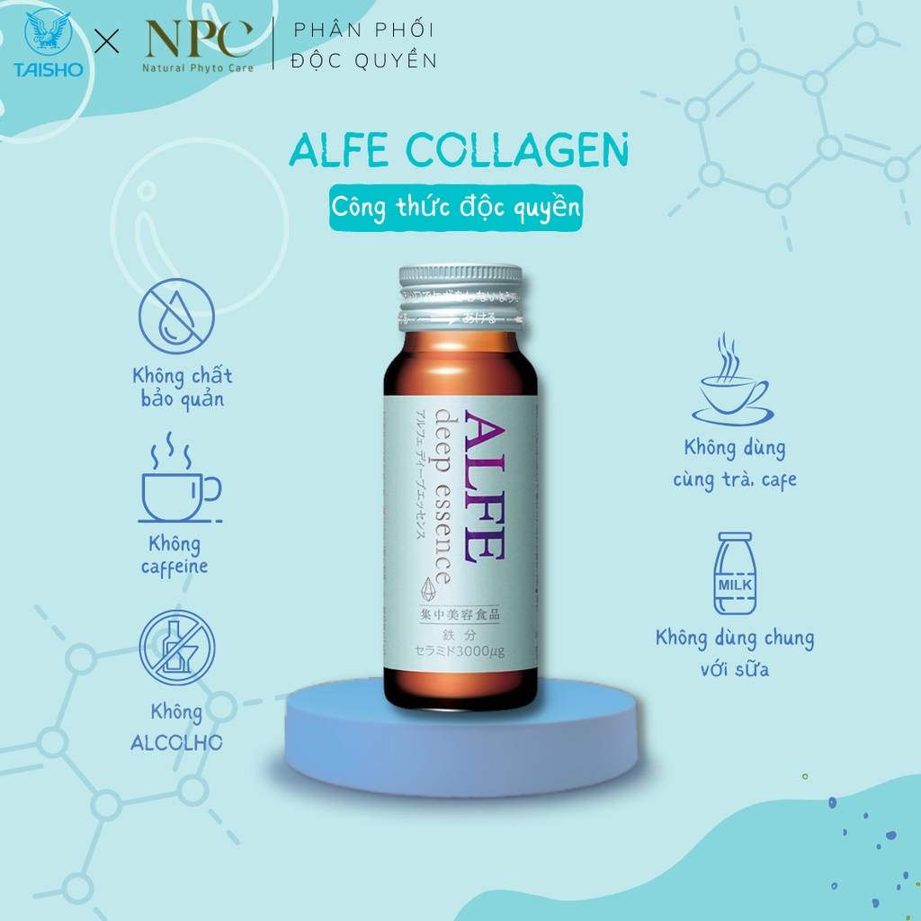 Hộp 10 chai Collagen nội địa Nhật Bản Alfe Deep Essence 50ml/chai - Ceramide chống lão hoá 3000µg dưỡng ẩm