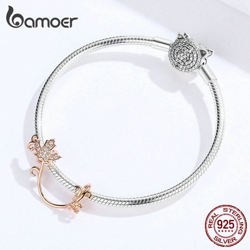 BAMOER Bông Tai  BạC 925 HìNh Lá Phong