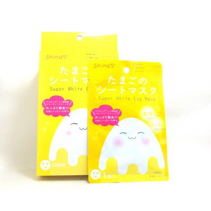 MẶT NẠ ĐẮP MẶT TINH CHẤT TRỨNG TRẮNG DA, MỜ NÁM NHẬT BẢN SUPER WHITE EGG MASK 25G HỘP 10 miếng chính hãng