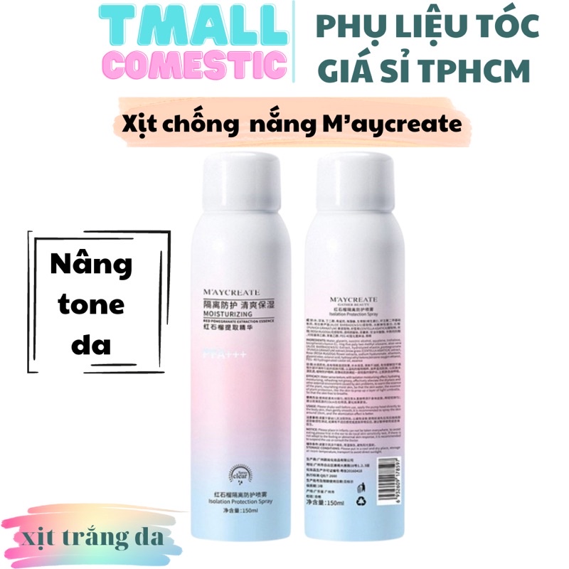 Chống Nắng Maycreate 150ml - Xịt chống nắng trắng da, Nâng tone da sáng hơn, kem chống nắng trắng da toàn thân