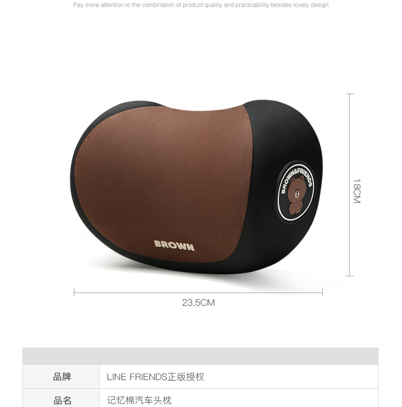 Line Friends Gối Tựa Đầu Trên Xe Hơi Kiểu Dáng Hoạt Hình Dễ Thương
