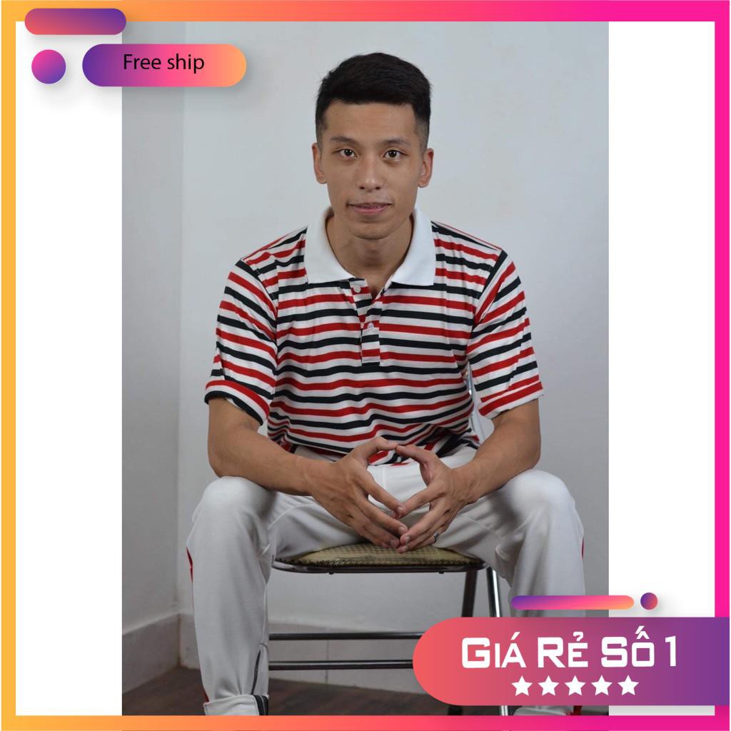 [FREESHIP EXTRA] [HÀNG MỚI] Áo phông unisex cổ bẻ sọc ngang (ảnh thật shop chụp)