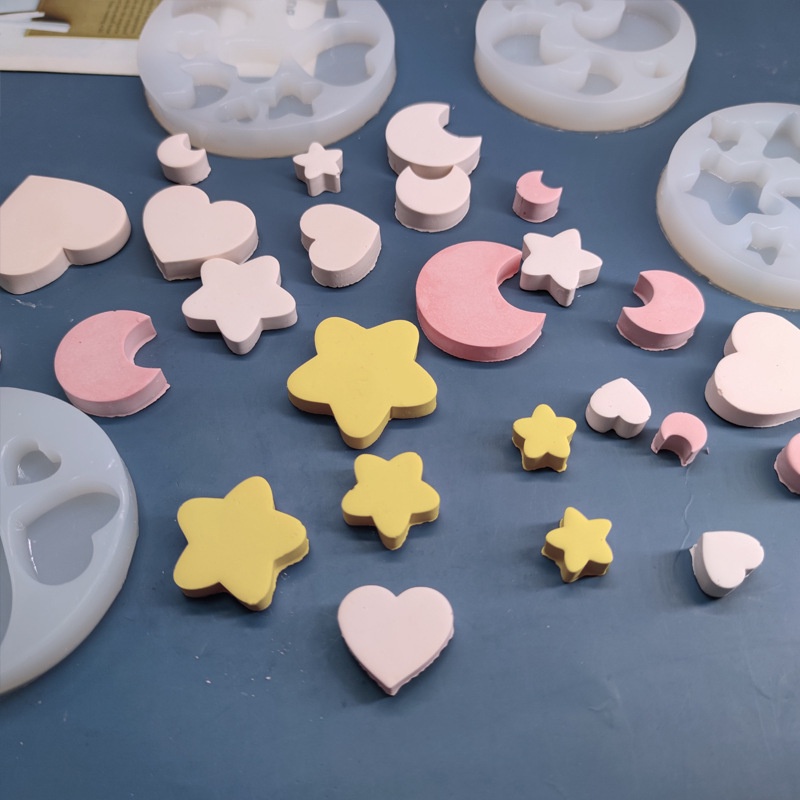 Khuôn Silicon Bảng Trăng, Sao, Tim Các Cỡ Làm Handmade, Móc Khoá