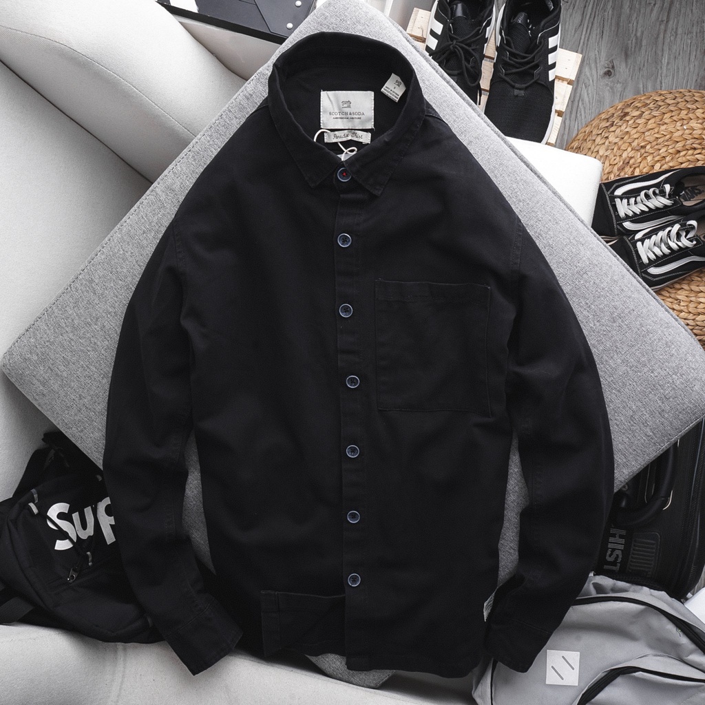 Áo sơ mi denim nam màu rêu chất dày đẹp fom rộng phong cách phố thời trang 2022 của hãng thời trang nam Muslan