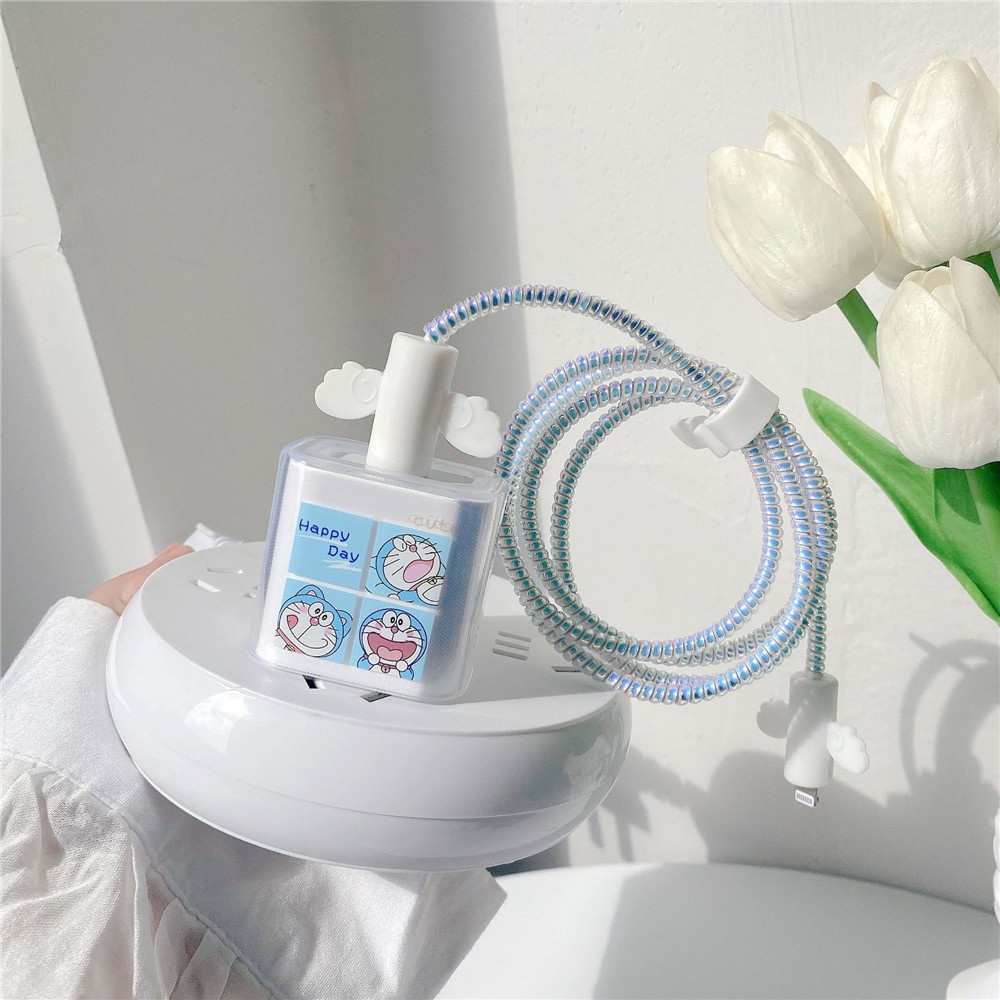 Vỏ bọc bảo vệ đầu dây cáp sạc họa tiết hoạt hình dễ thương thích hợp cho iPhone 18/20W