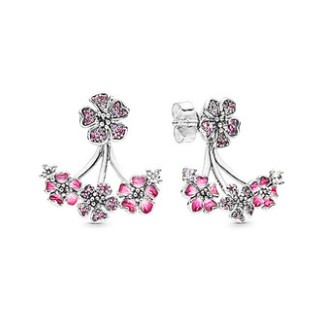 Pink Peach Blossom Flower Stud Earrings