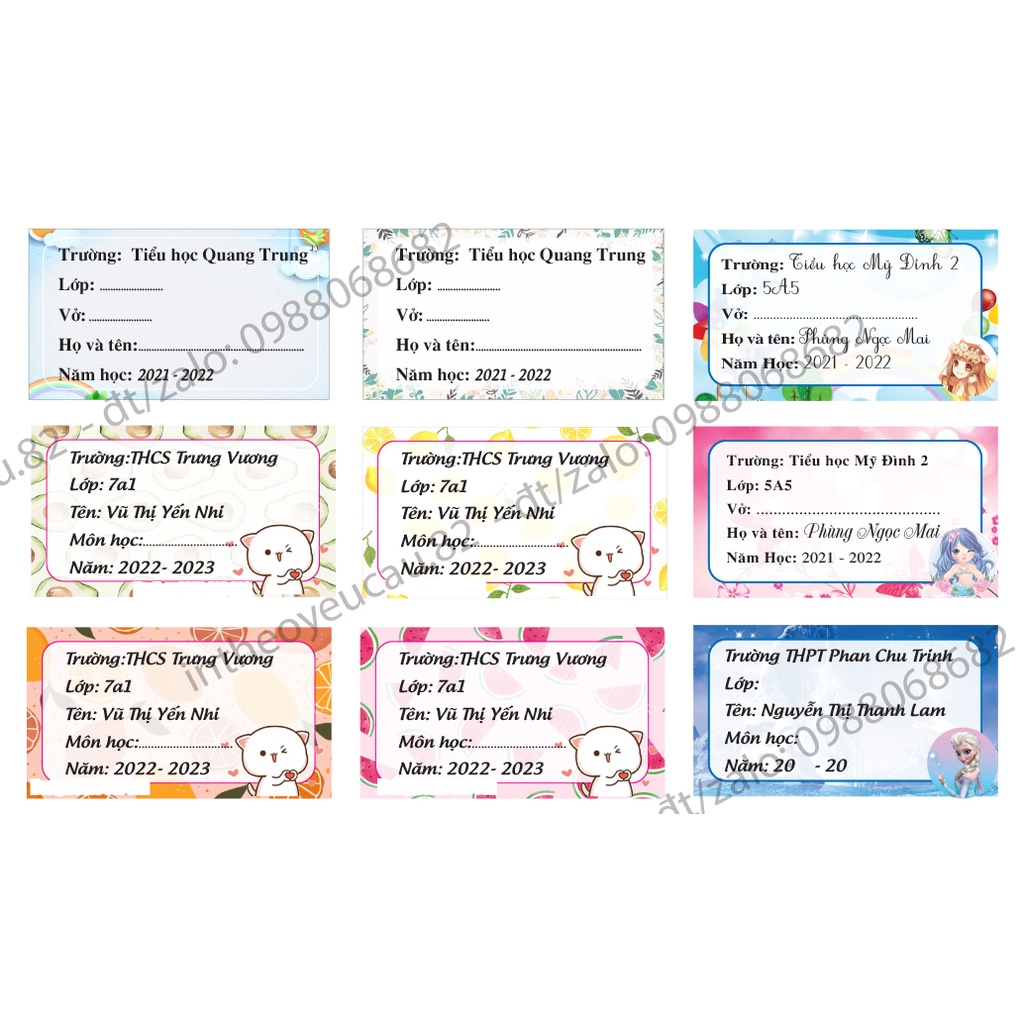 IN NHÃN VỞ THEO YÊU CẦU COMBO 20 CÁI