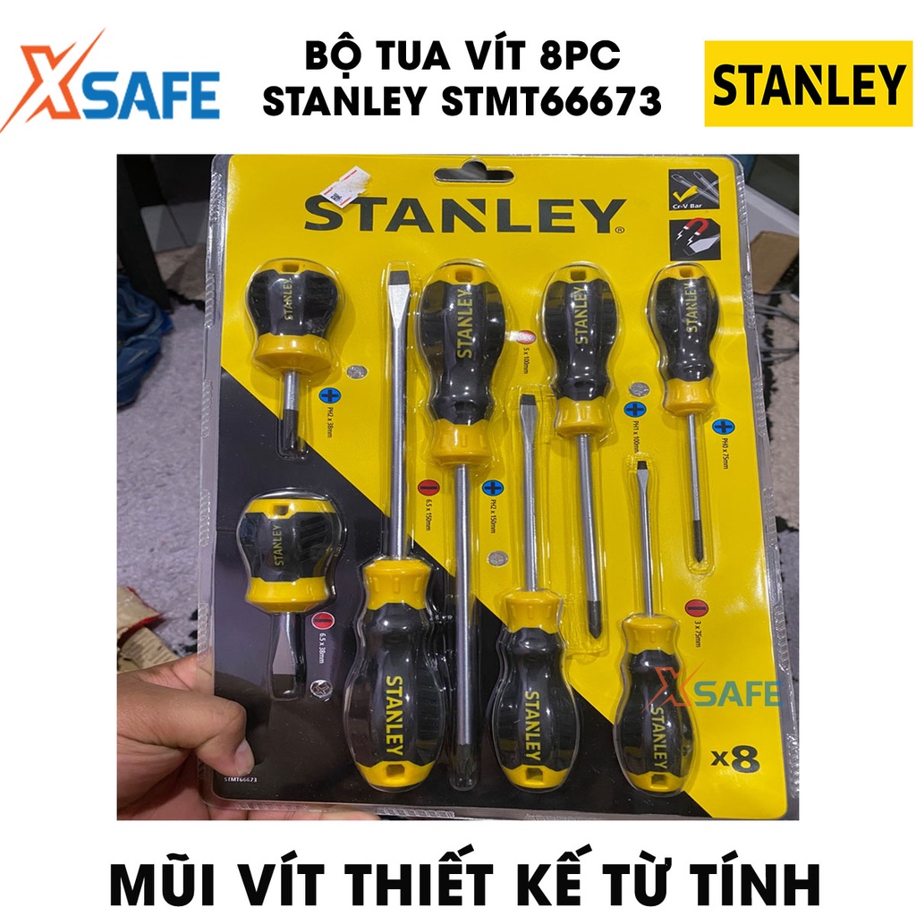 Bộ tua vít STANLEY STMT66673 8 chi tiết Bộ tuốc nơ vít Stanley 4 tua vít dẹp, 4 tua vít bake đa kích cỡ, thép CR-V