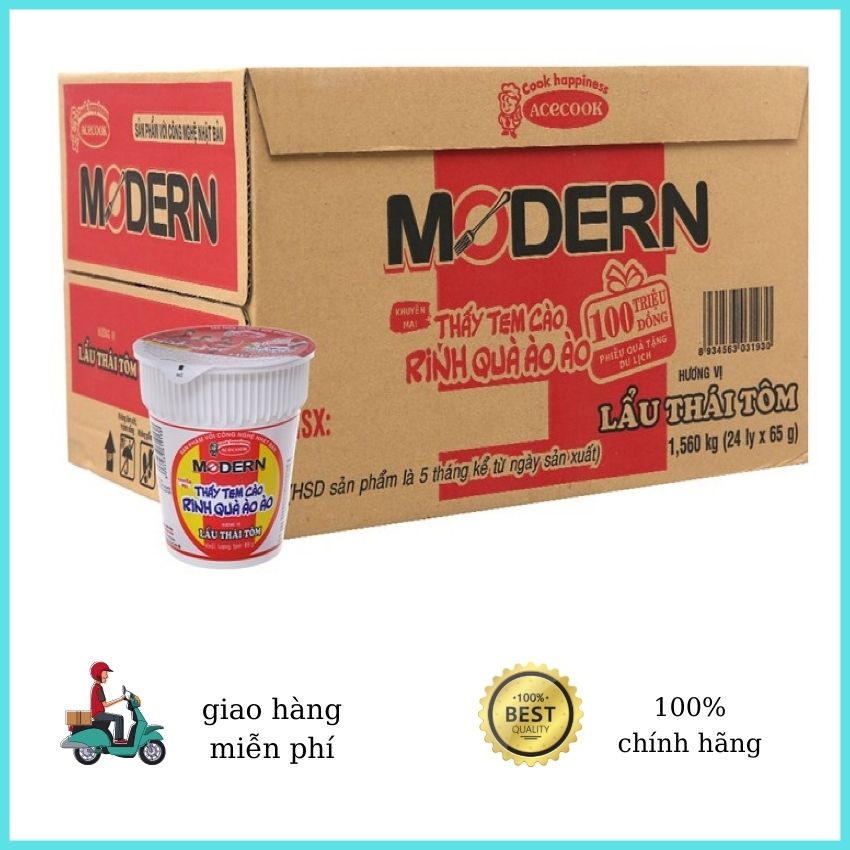 Mì Modern hương vị lẩu thái tôm thùng 24 ly 67g-Bách hóa.HK24