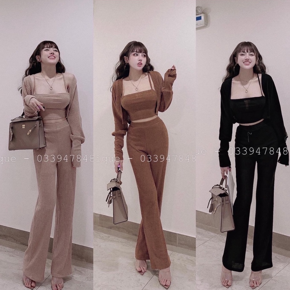Set quần áo 3 món chất len dệt - hàng loại 1