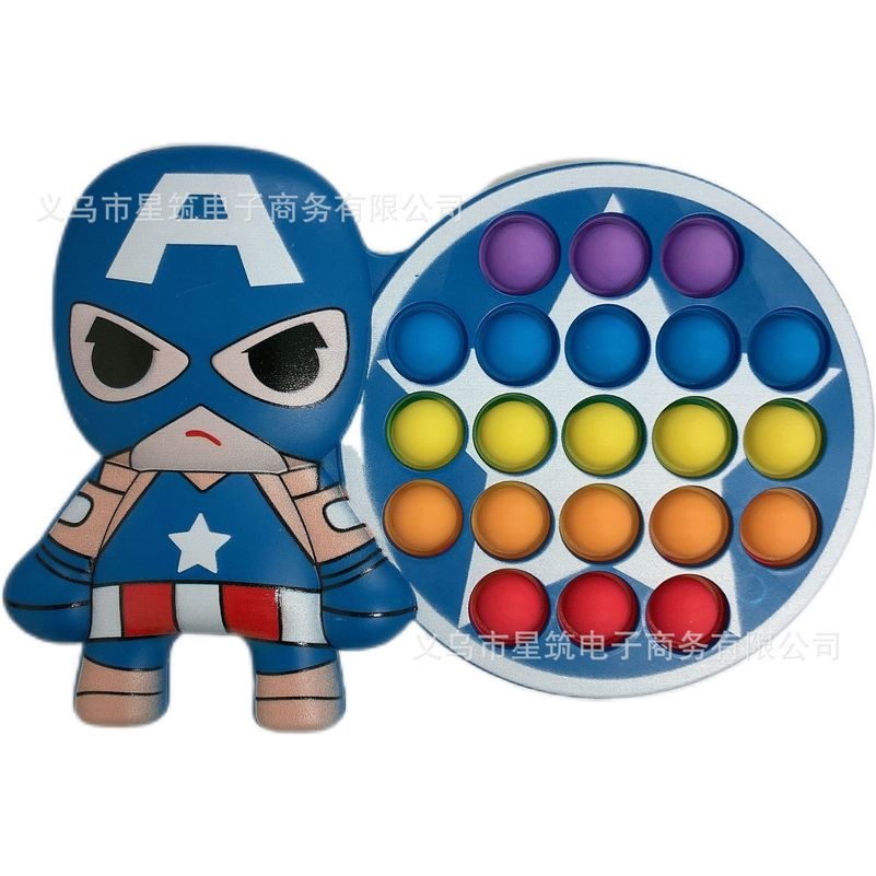 Đẩy Pop it Yoda Siêu anh hùng Marvel Avengers Iron Man Spider-Man Người Nhện Lo lắng Giảm lo âu Đẩy Bong bóng Giác quan Thần tài Giải phóng Căng thẳng Đồ chơi Đồ chơi giải nén~spz