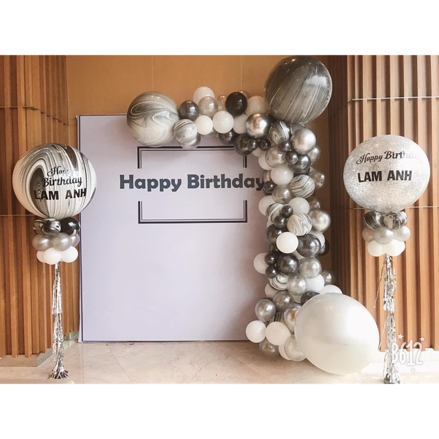 Combo bóng jumbo kim tuyến in chữ decal kèm nguyên liệu tự làm