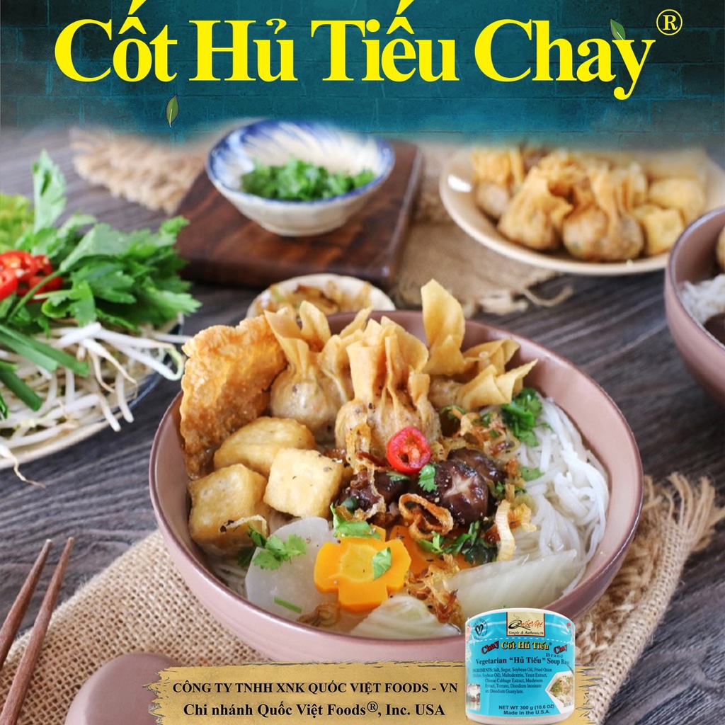 Cốt Hủ Tiếu CHAY Quốc Việt - Nhập khẩu USA - Vegetarian Hu Tieu Base (300g)