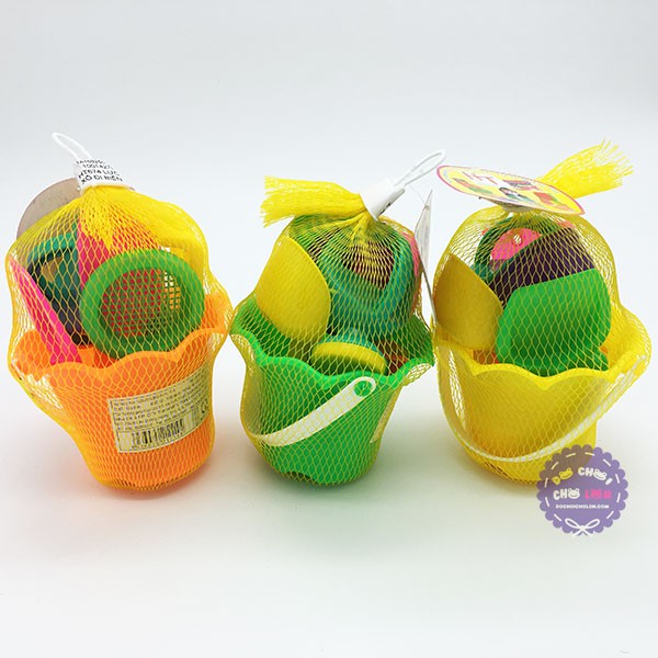 Đồ chơi xô xúc cát đi biển nhỏ hình bông hoa túi lưới HT674