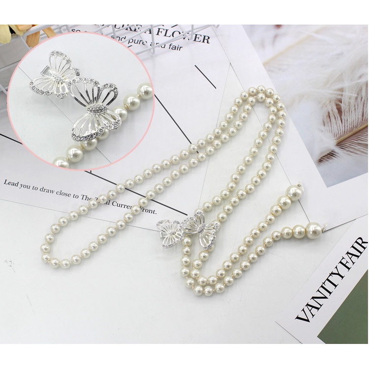 Thắt lưng mỏng Haimeikang đính nơ và xỏ hạt ngọc trai thời trang Hàn Quốc cho nữ
