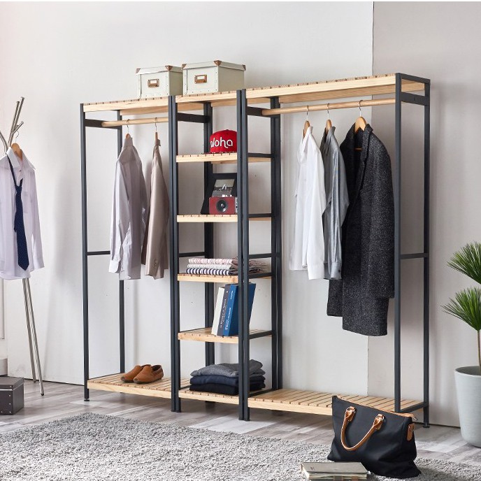 COMBO TỦ TREO QUẦN ÁO HÀN QUỐC GỖ KHUNG SẮT - COMBO IRON -  NỘI THẤT CĂN HỘ | BigBuy360 - bigbuy360.vn