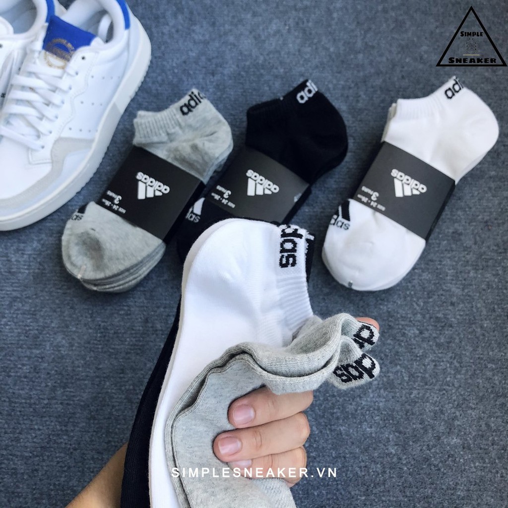 Vớ Lười Adidas ️💙FREESHIP️💙 Tất Tất Nam Nữ Unisex Chính Hãng - Chất Dày Dặn Cao Cấp Chống Hôi Chân - Đen Trắng Xám