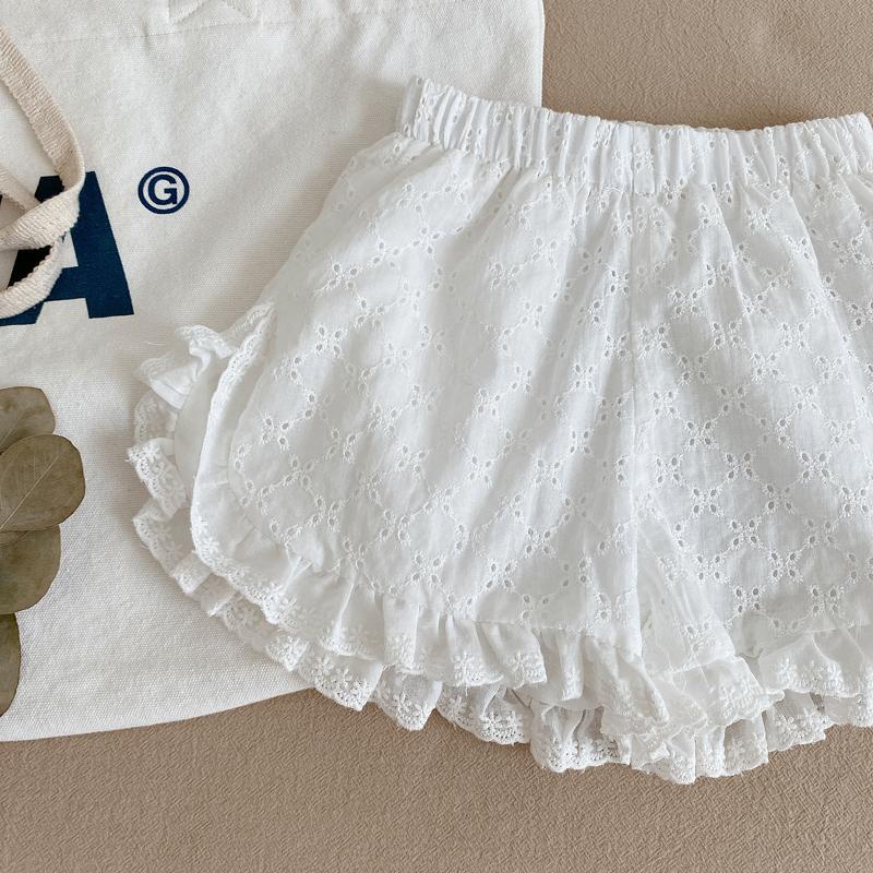 Quần Short Cotton Phối Ren Thêu Họa Tiết Phong Cách Nhật Hàn Thời Trang Mùa Hè Hàng Mới Cho Bé Gái 2022