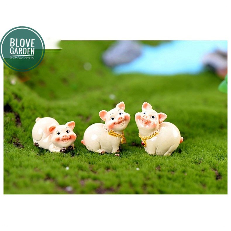 Chú lợn dễ thương làm tiểu cảnh trang trí chậu cây, sen đá, xương rồng, terarium, làm quà tặng ý nghĩa