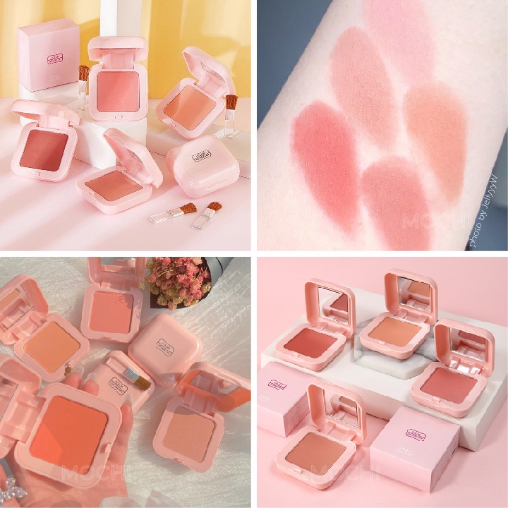 Phấn Má Hồng Trang Điểm 6 Màu Xinh Xắn + Kèm Gương Và Cọ Tiện Dụng Vitality Blush Color Geometry Makeup MOCHI SHOP