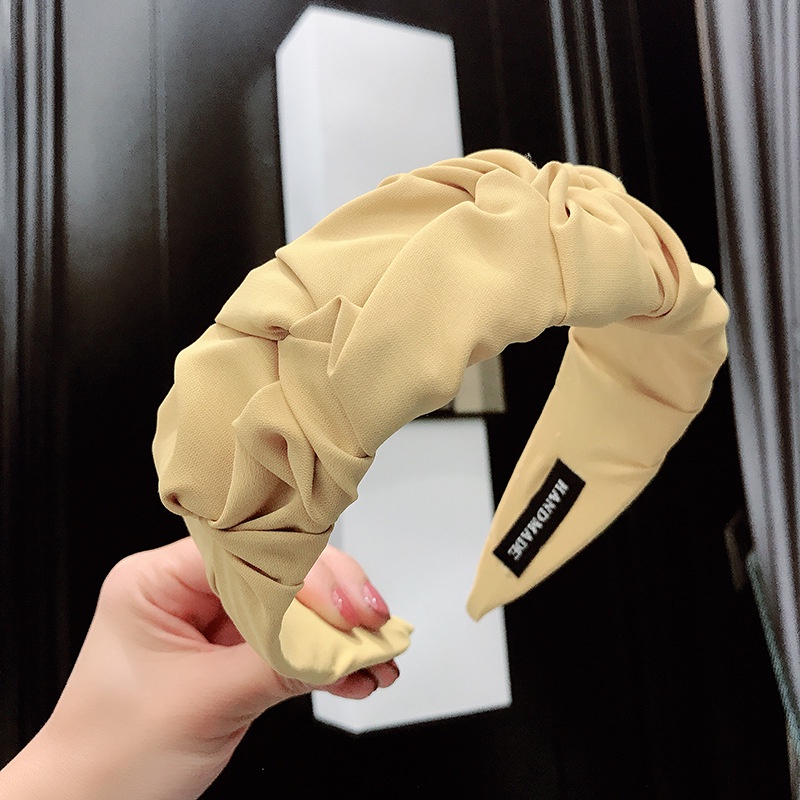 Băng Đô Cài Tóc Bản Rộng Bằng Vải Màu Trơn Phong Cách Ngọt Ngào Cho Nữ