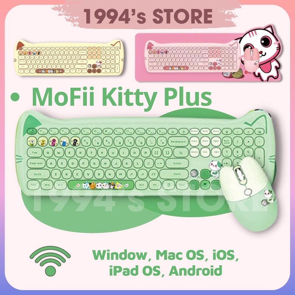 MOFII KITTY CAT PLUS - Bộ bàn phím giả cơ và chuột không dây MoFii Geezer Tai mèo cho PC, Laptop, Tivi, Máy tính bảng..