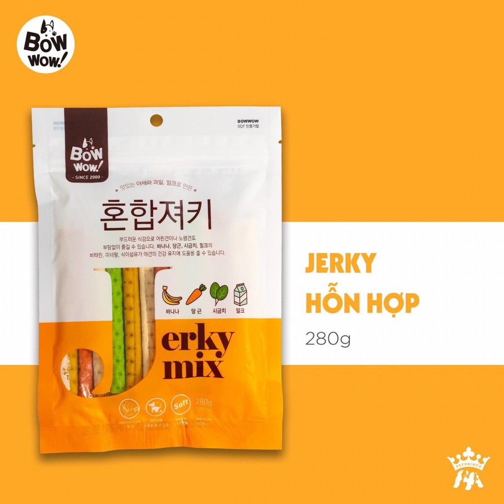 SNACK DINH DƯỠNG BOWWOW JERKY HỖN HỢP 280GR