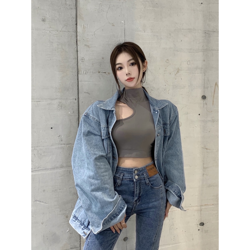 Áo croptop SUXI không tay co giãn bất đối xứng thời trang Hàn Quốc quyến rũ dành cho nữ