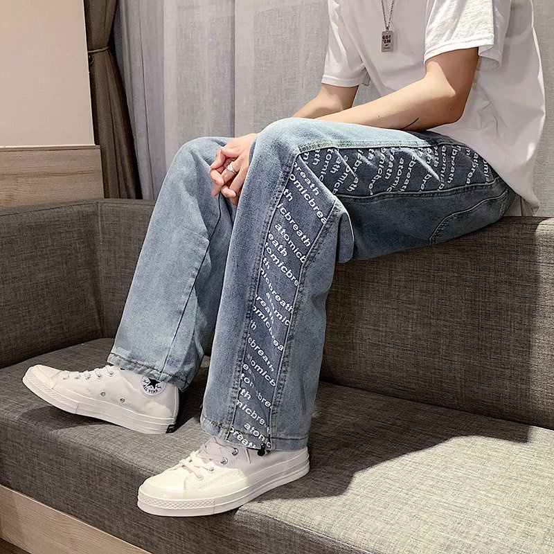 Quần Jeans dài ống rộng thời trang Retro cho nam