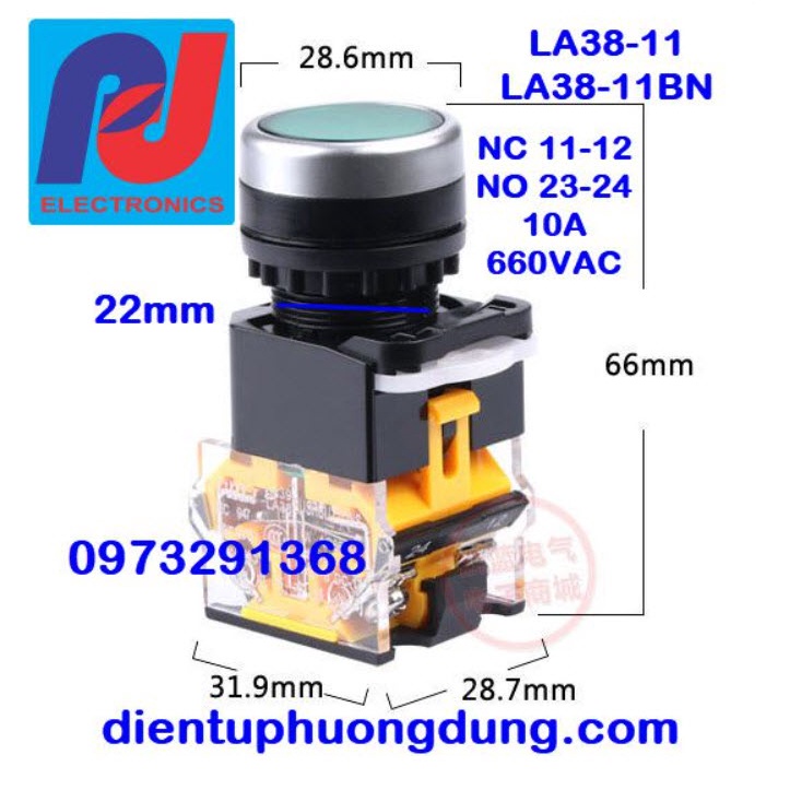 Nút nhấn LA38-11BN 22mm
