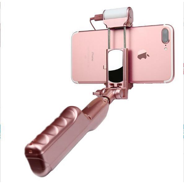 Gậy tự sướng cao cấp kèm đèn flash, bluetooth và gương soi chụp camera sau