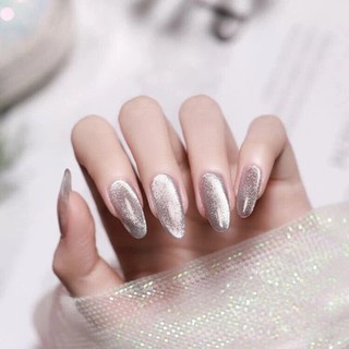 (Hàng Mới Về) Móng Tay Giả Màu Cà Phê Lấp Lánh Phong Cách Châu Âu Chống Thấm Nước Dễ Tẩy Trang